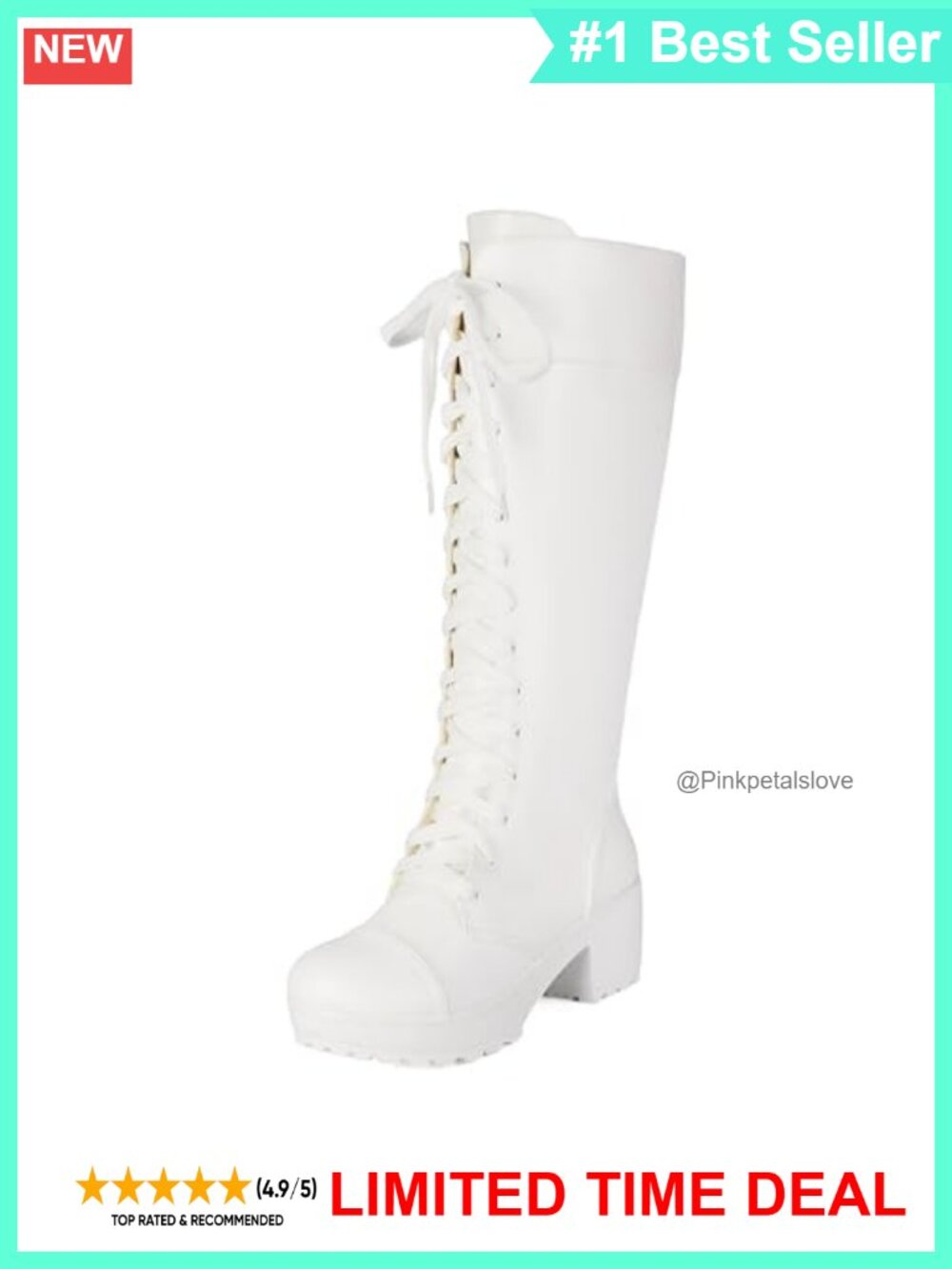 Knee High Combat Boots Goth Platform Lace Up Block Heel